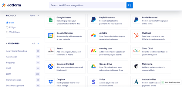 Jotform integrations