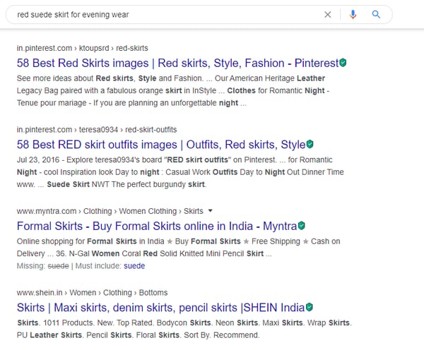 skirt search results 