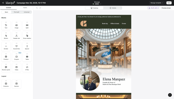 Klaviyo campaign builder