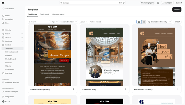 Klaviyo template library