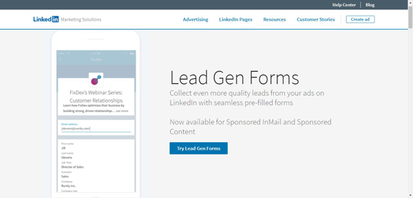 LinkedIn lead gen forms