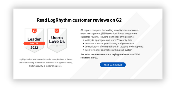 LogRhythm site g2 badge