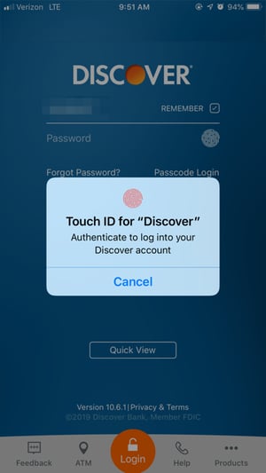 Discover Card App MFA