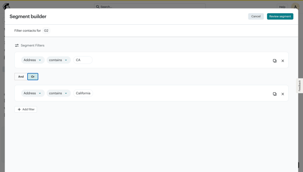 Mailchimp lists and segments