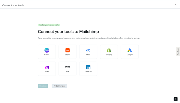 Mailchimp profile setup