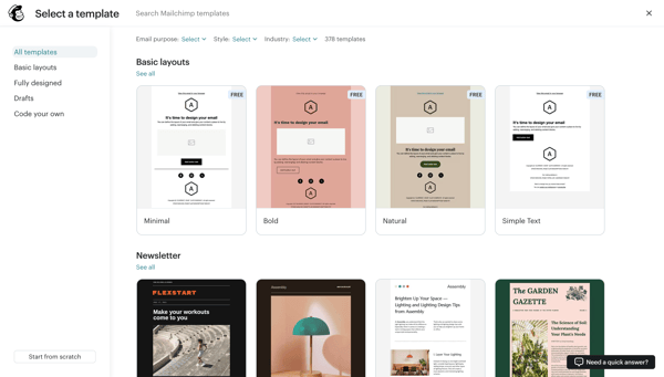 Mailchimp template library