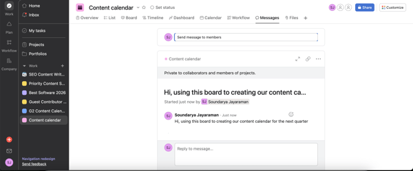 Messaging on Asana