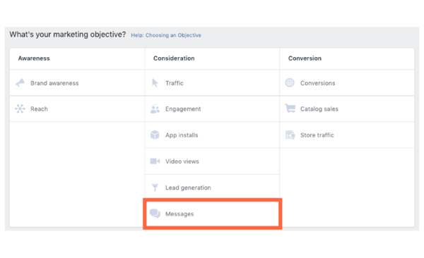 Messenger Ad Objective