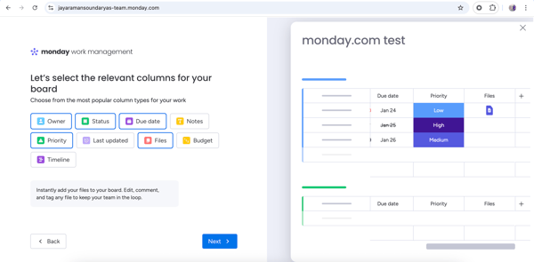 Monday.com setup