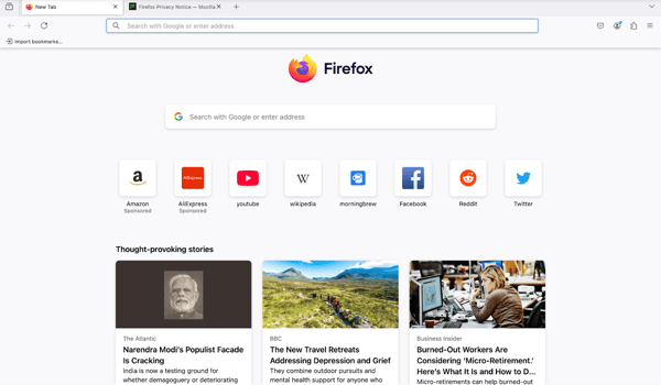 Mozilla Firefox user interface