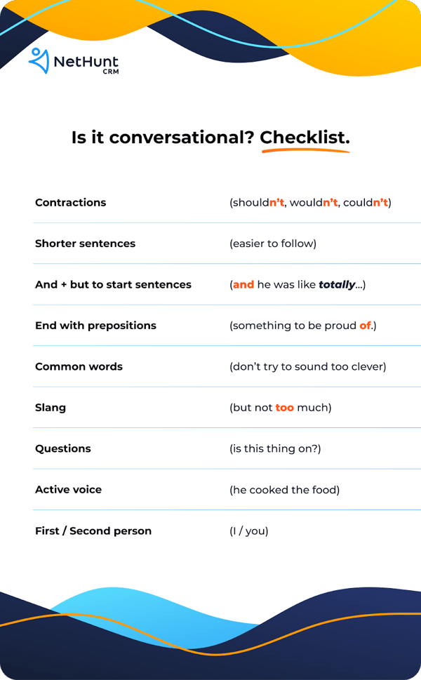 conversational writing checklist