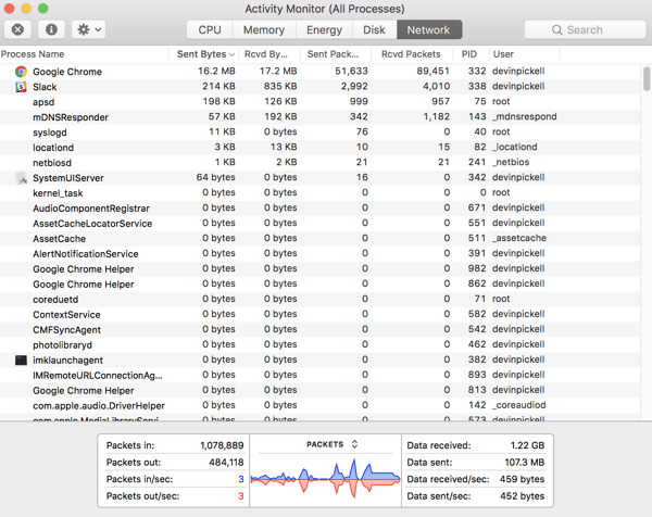 Network activity monitor