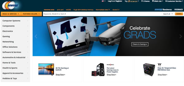 Newegg.com is a tech-focused online marketplace.