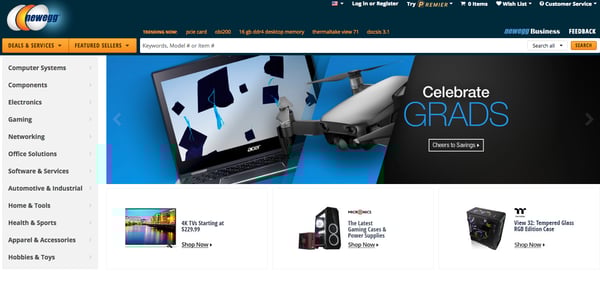 Newegg.com is a tech-focused online marketplace.