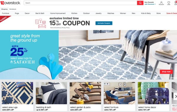 Overstock's online marketplace has low fees on inexpensive items.