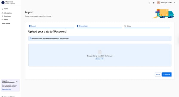 Password import on 1Password