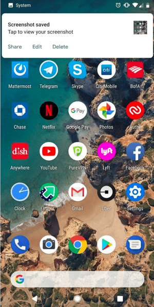 Google pixel screenshot