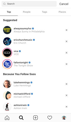 instagram search suggestions