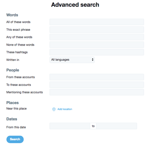 twitter advanced search button