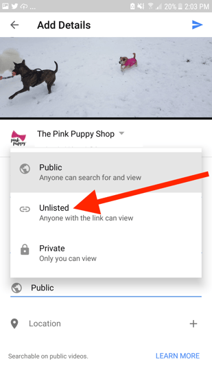 uploading-unlisted-video-to-youtube-with-mobile