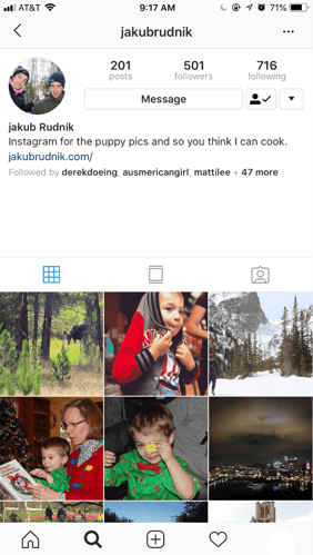 Public Instagram account example