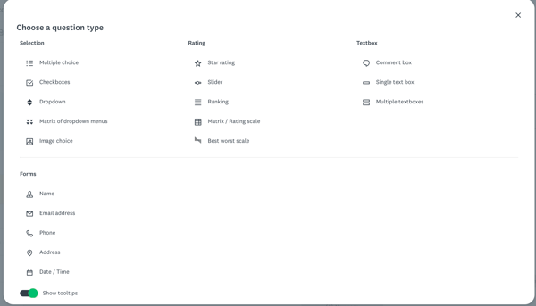 Question types in SurveyMonkey