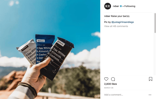 RXBar Instagram audience engagement