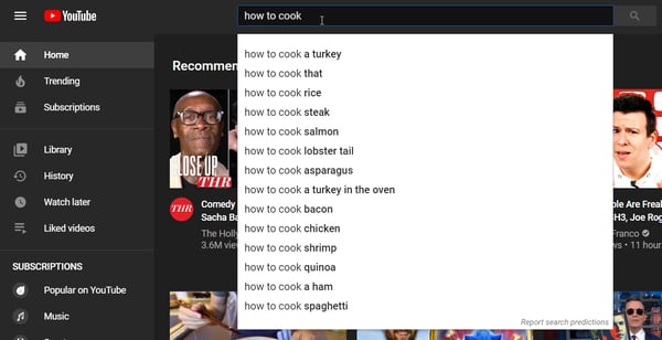 youtube suggestions example 