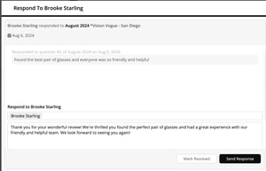 Responding to reviews collected via customer surveys and other platforms on SOCi