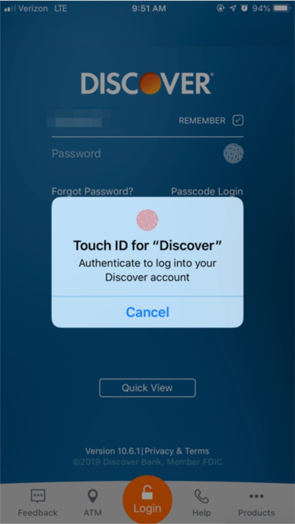 touch id authentication
