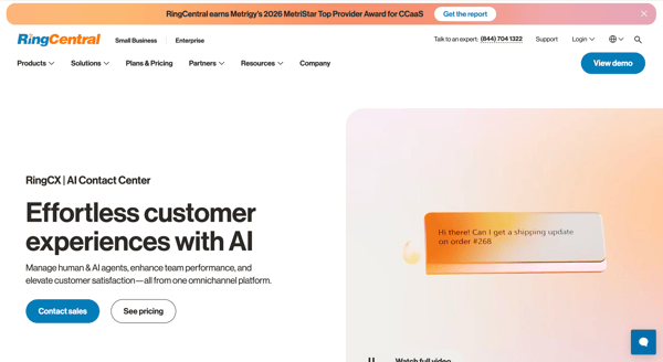 RingCentral homepage