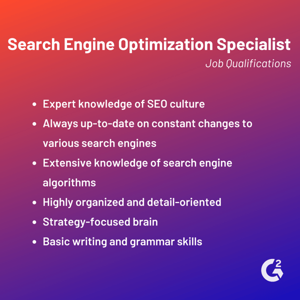 SEO specialist job qualifications