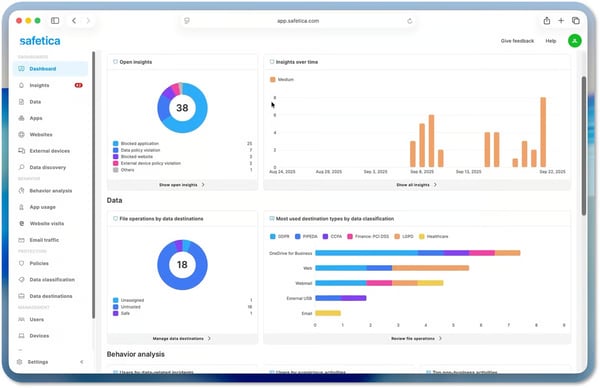 Safetica Dashboard
