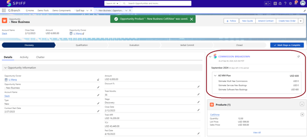 Salesforce spiff