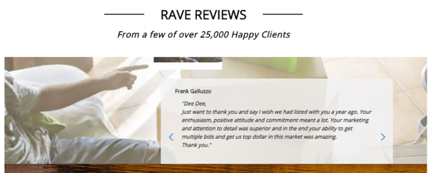 Reviews trust section of realtor website
