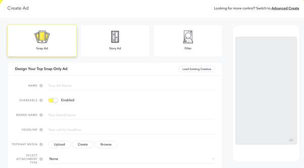 Creating a Snapchat advertisement