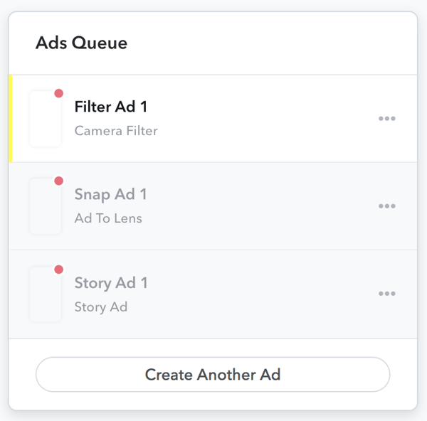 Snapchat ad campaign queue