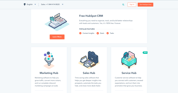HubSpot CRM hubs