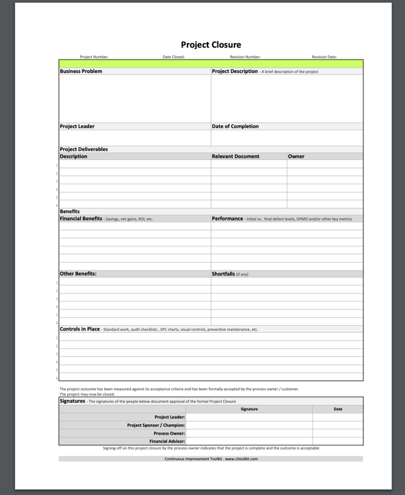 project lifecycle project closure report