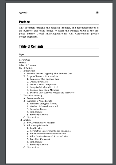 business case example generic