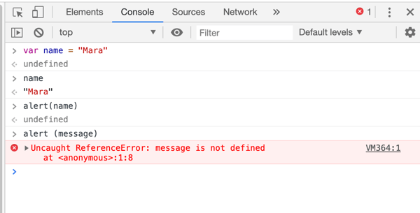 JavaScript Error Message