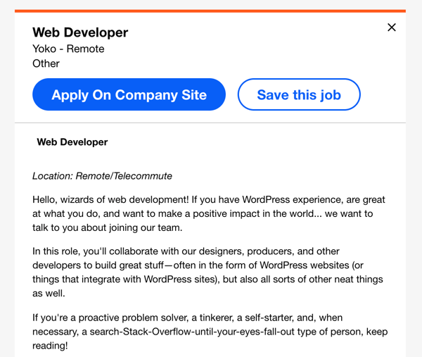 remote web developer job on indeed