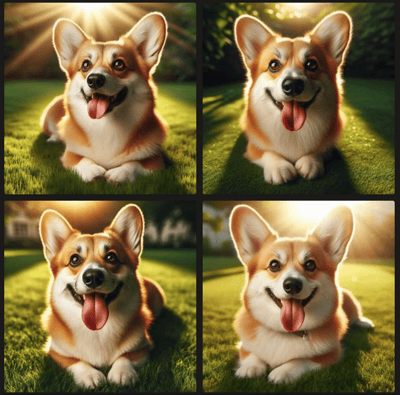 Image IA d'un corgi sur une pelouse