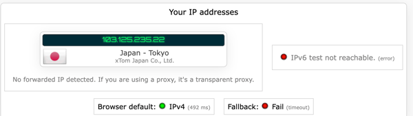 IP leak test of Proton VPN