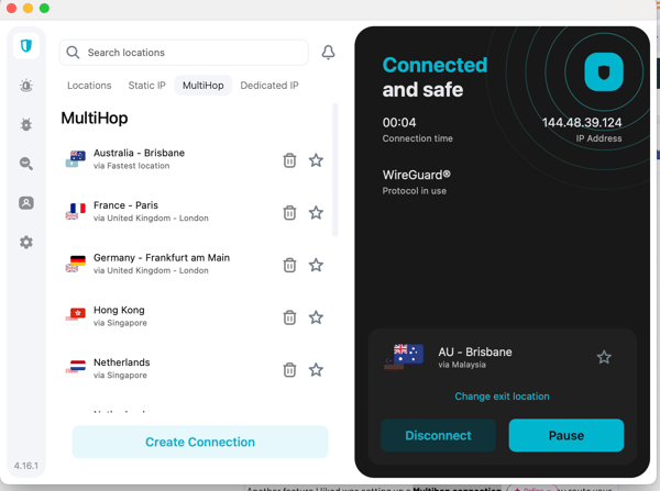 Multihop connections on Surfshark