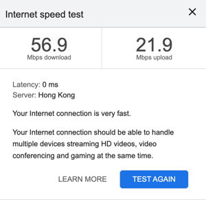 My internet speed with Windscribe VPN