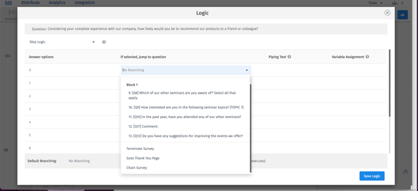 Setting up skip logic on QuestionPro