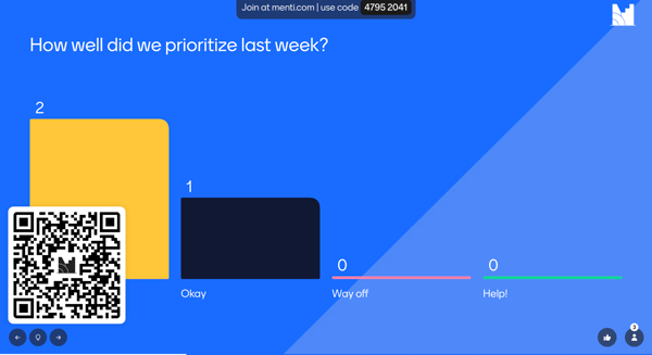 Using Mentimeter for weekly team stand-ups