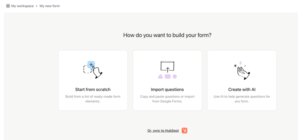 Options to create surveys on Typeform