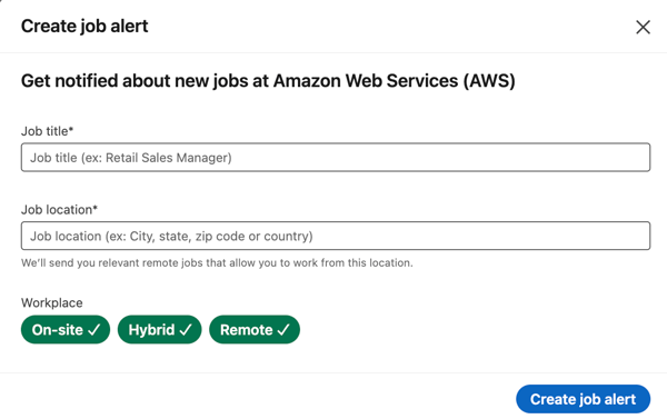 Creating job alerts on LinkedIn